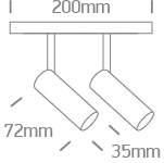 2x6W LED šviestuvas į magnetines sistemas MINI/MIDI/MAXI/P&P, juodas, 3000/3500/4000K, 48V, 38°, 42108A/B/V