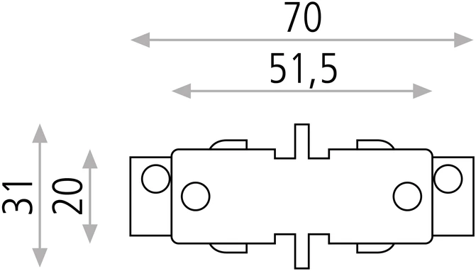 3 fazių bėgelių tiesus sujungimas, baltas, 6CON411602B