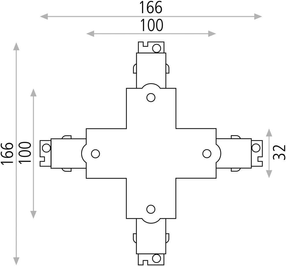 3 fazių bėgelių X formos sujungimas, baltas, 6CON411607B