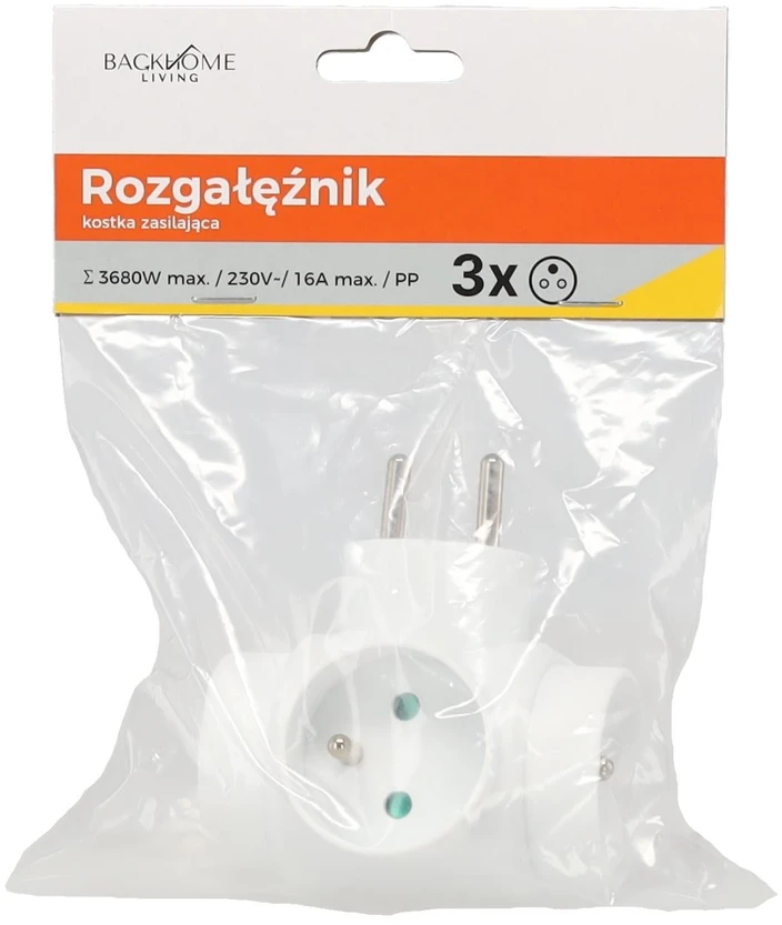 3 lizdų maitinimo adapteris, baltas