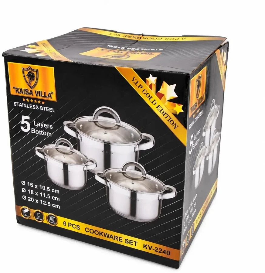 3 puodų rinkinys su dangčiais TR2295