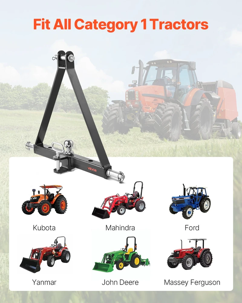 VEVOR Trijų taškų 5 cm prikabinimo adapteris 2721 kg talpos