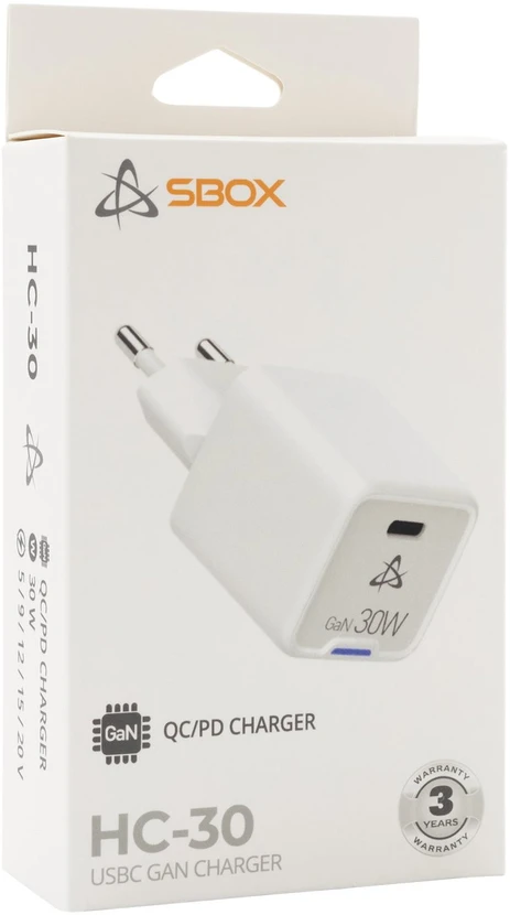 Sbox 30 W GaN USB-C namų įkroviklis