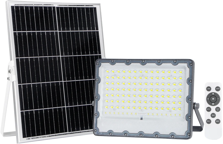 Pakabinamas šviestuvas 300W LED prožektorius su saulės baterija TIARA, pilkas, 4000K