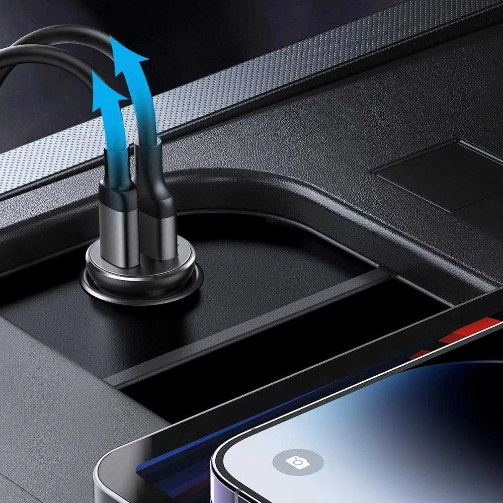 Automobilinis įkroviklis Joyroom CCN06 2xUSB-C 30W juodas