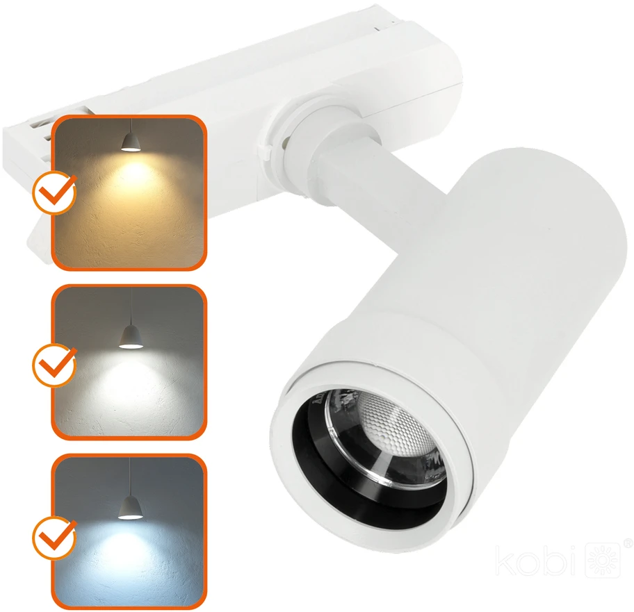 30W LED akcentinis šviestuvas į 3 fazių bėgelius NEXTRACK VISION, baltas, 3000/4000/5000K, 30-60°