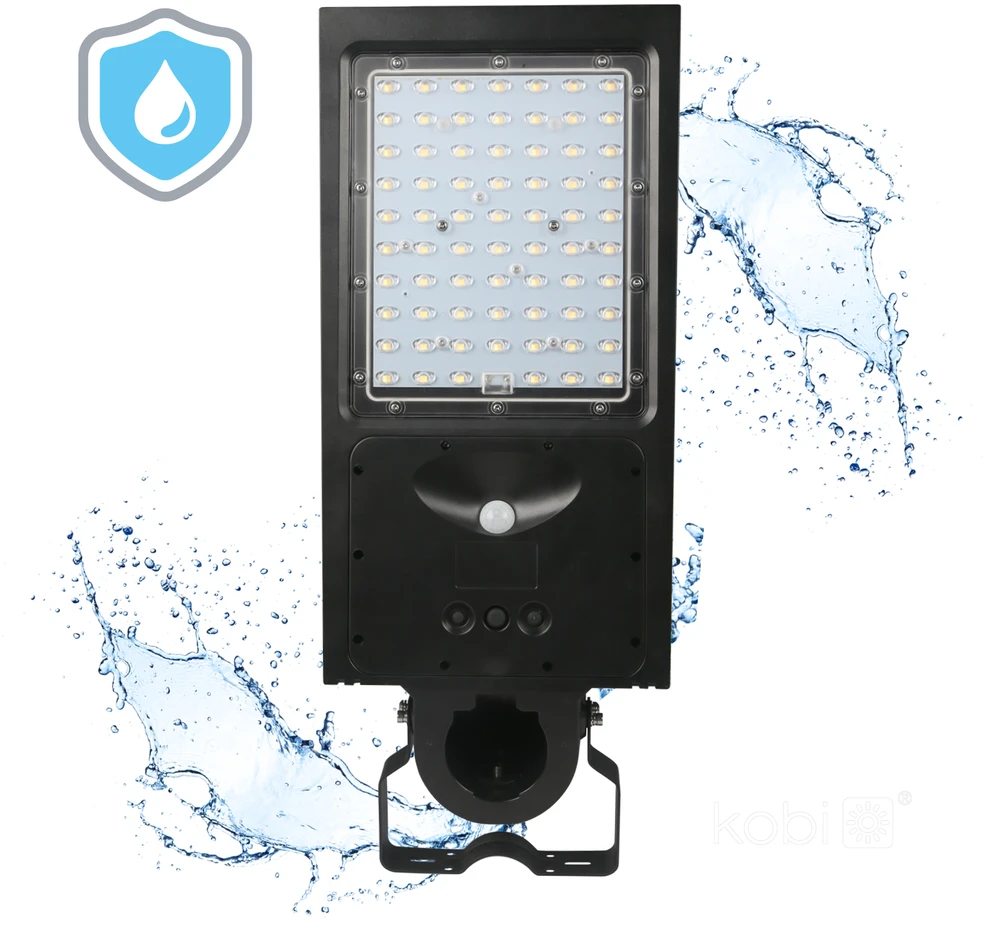 30W LED gatvės šviestuvas su saulės baterija STREET, juodas, 3000/4000K, su judesio davikliu, IP65, 140x70°