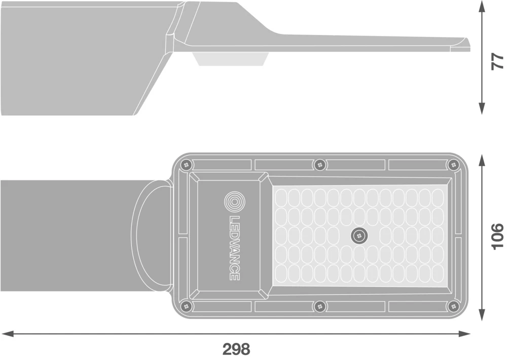 30W LED gatvės šviestuvas URBANLITE S, pilkas, 3000K, 155° x 90°