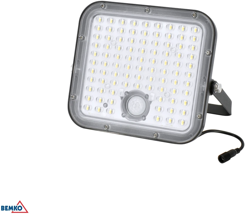 30W LED įkraunamas prožektorius su saulės baterija ir judesio davikliu, juodas, 4000K, IP65