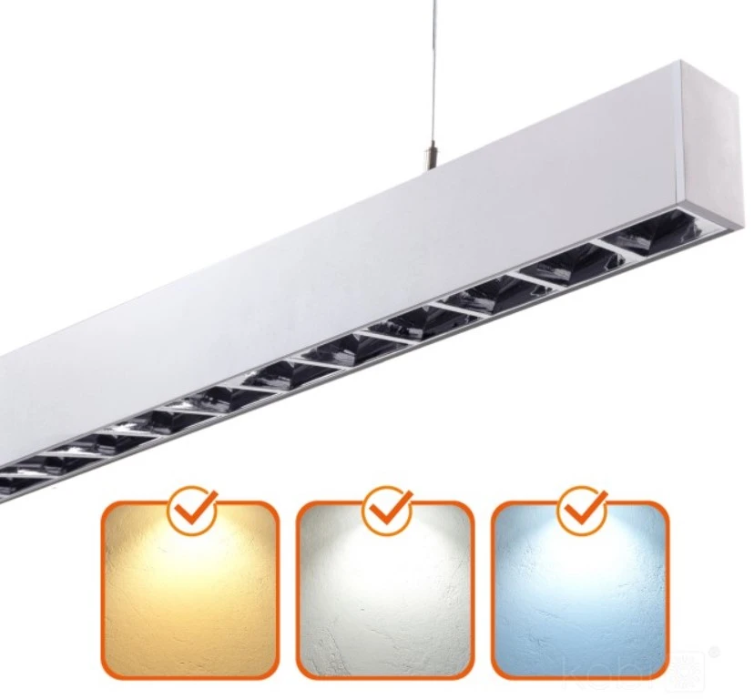 Pakabinamas šviestuvas 30W LED paviršinis/pakabinamas linijinis šviestuvas KOLINE K2 PROFESSIONAL, baltas, 3000/4000/6500K, UGR19