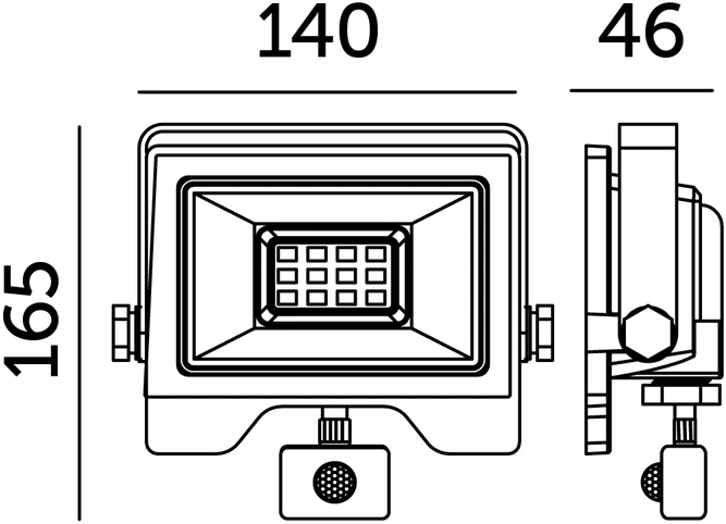 30W LED prožektorius su judesio davikliu MHC, juodas, 4000K, IP54
