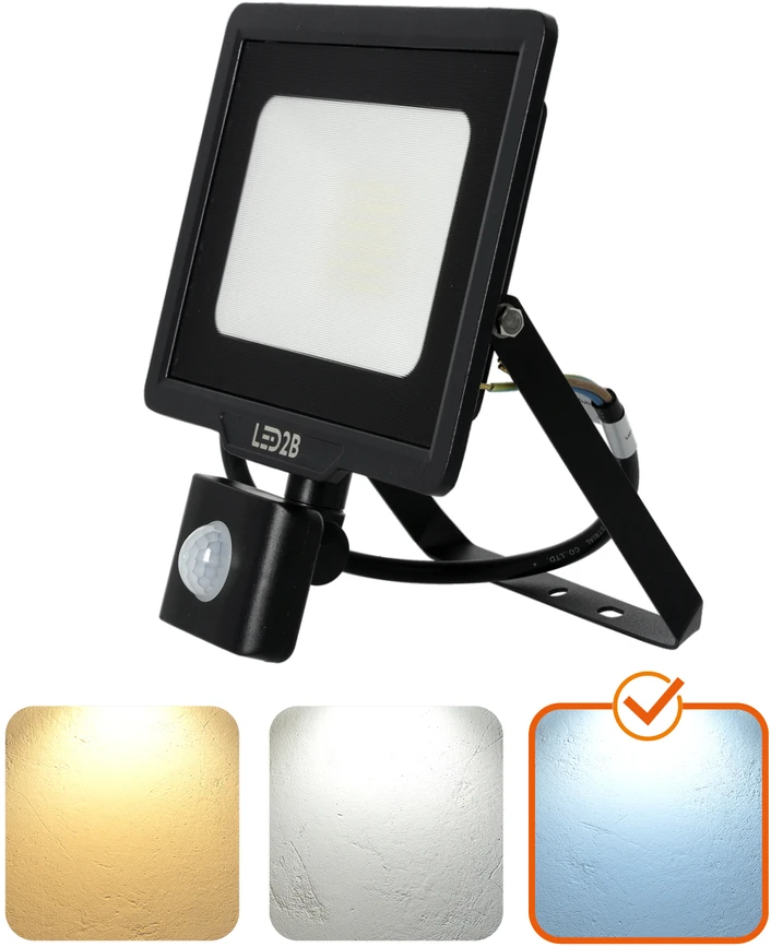 30W LED prožektorius su judesio davikliu MHC, juodas, 6500K, IP65