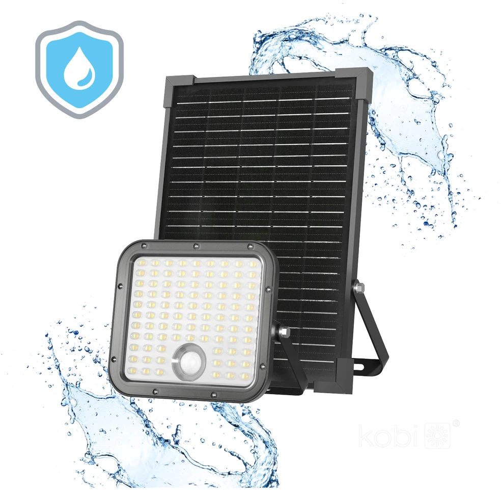 30W LED prožektorius su saulės baterija MHCS, juodas, 3000/4000K, su judesio davikliu, IP65