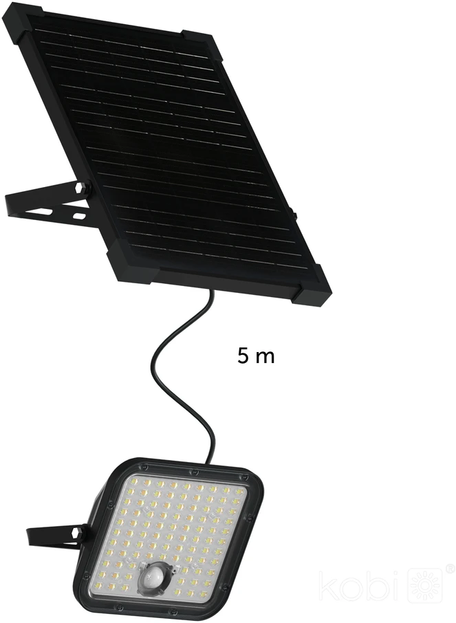 30W LED prožektorius su saulės baterija MHCS, juodas, 3000/4000K, su judesio davikliu, IP65