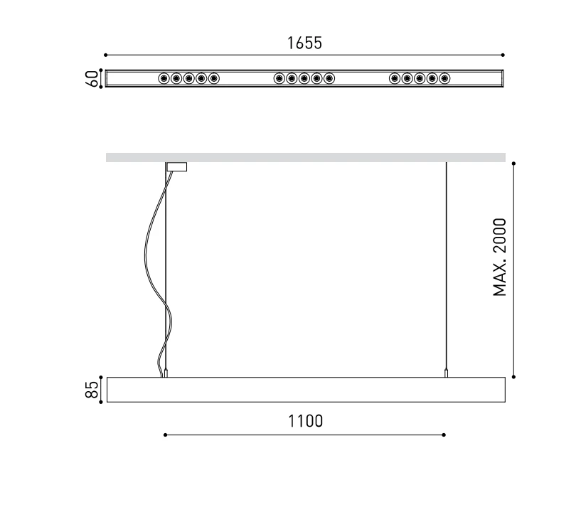 31,5W LED pakabinamas šviestuvas Juodas FOSTER SUSPENSION, juodas, 4000K, 38°