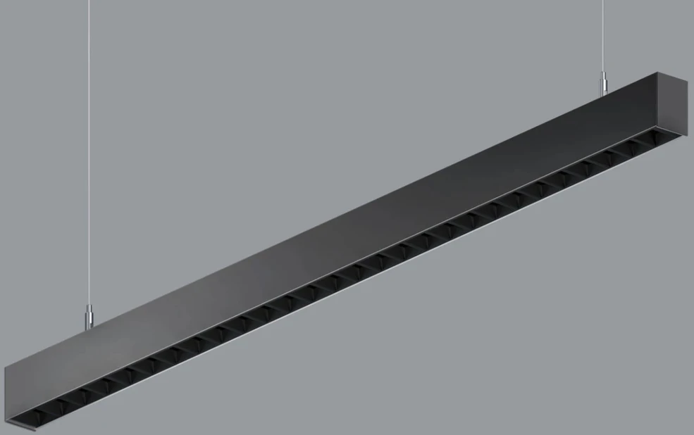31,8W linijinis pakabinamas šviestuvas X-LINE SLIM LOW UGR L-DOWN LED, juodas, 3000K, IP40