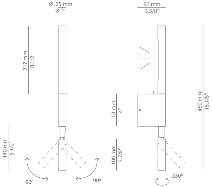 Sieninis šviestuvas 3,2+1W LED sieninis pakreipiamas šviestuvas CANUT, baltas, 3000K