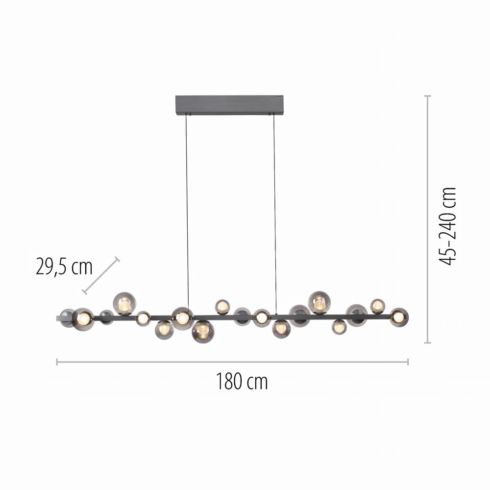 32,4W LED pakabinamas šviestuvas E-POPUP, pilkos sp., 2200-5000K, dimeriuojamas, reguliuojamo aukščio