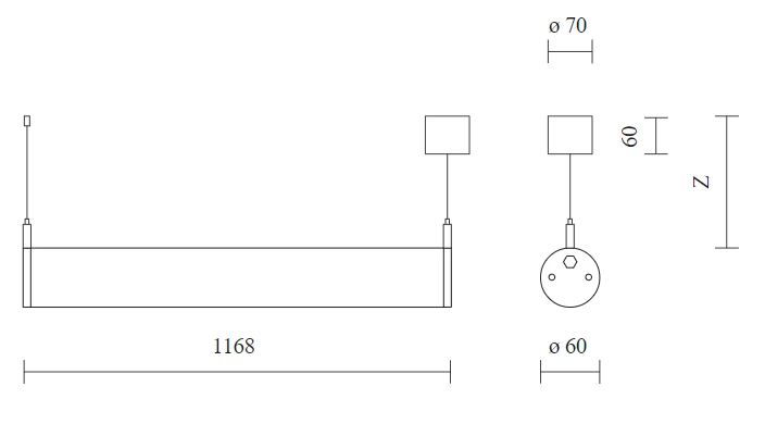 Pakabinamas šviestuvas 32W LED pakabinamas linijinis šviestuvas VIBRIO, pilkas, 3000K, IP65