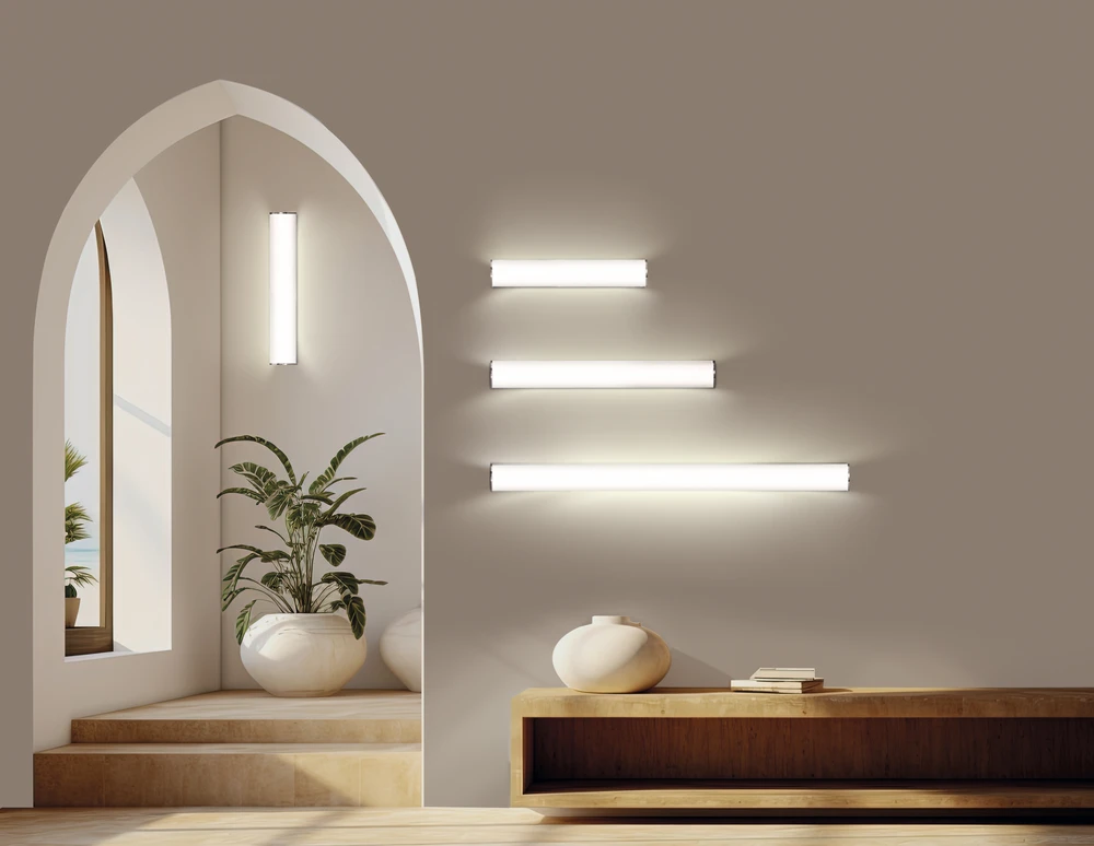 Sieninis šviestuvas 32W LED sieninis veidrodžio šviestuvas ALDO, chromo/baltos sp., 3000/4000K, IP44, A3432270C