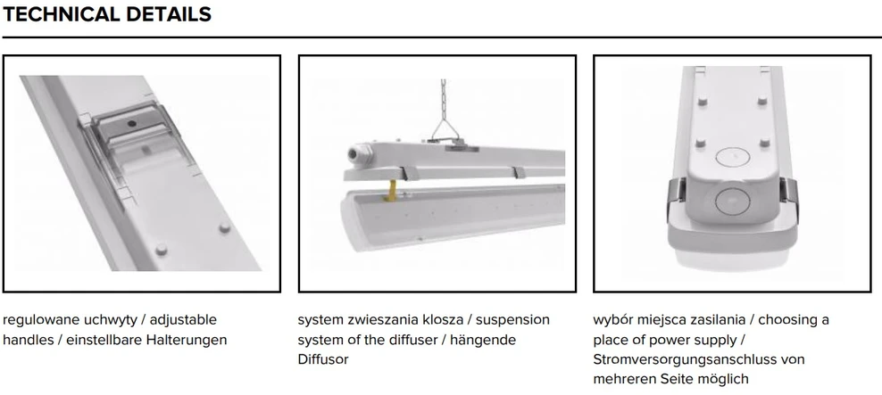 33W linijinis šviestuvas TYTAN LED PRO, 1432mm, pilkas, 4000K