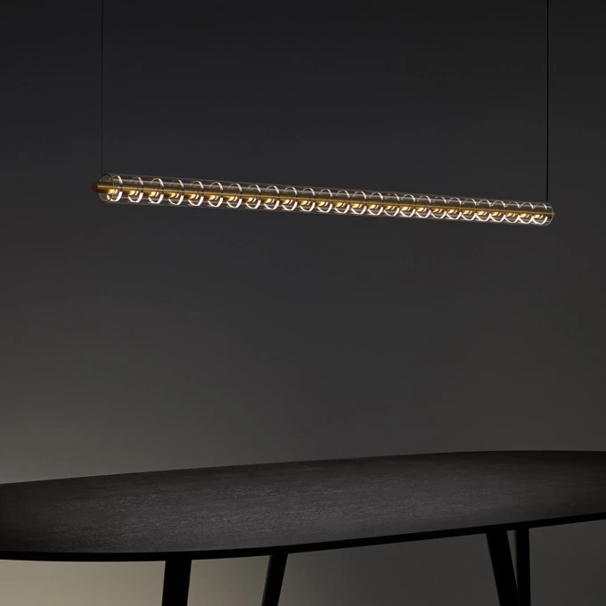 Pakabinamas šviestuvas 34,1W LED pakabinamas linijinis šviestuvas LOOP, aukso sp., 2700K, 1790mm