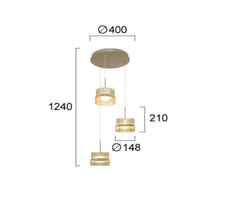 34W LED pakabinamas šviestuvas LUXE, žalvario/gintaro sp., 3000K, 4346300