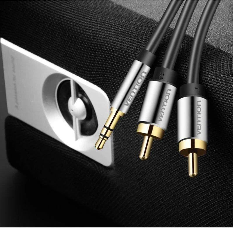 Vention 2xRCA - 3.5mm audio kabelis 1m - juodas