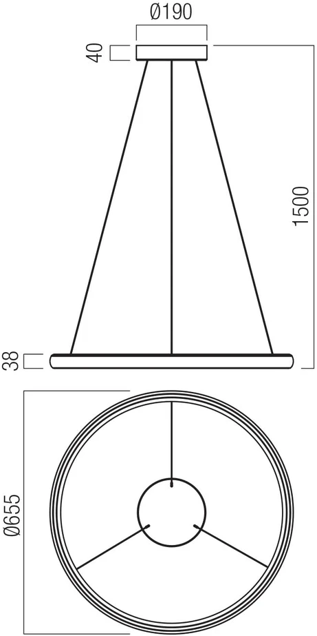 35W + 35W LED pakabinamas šviestuvas VANCE, blizgios juodos sp., dimeriuojamas, 2700/4000/5000K, 01-3738