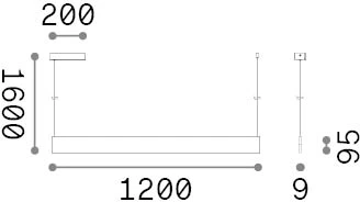 Pakabinamas šviestuvas 35W LED pakabinamas linijinis šviestuvas STEEL, baltas, 3000K, šviečia į viršų ir į apačią, 348414