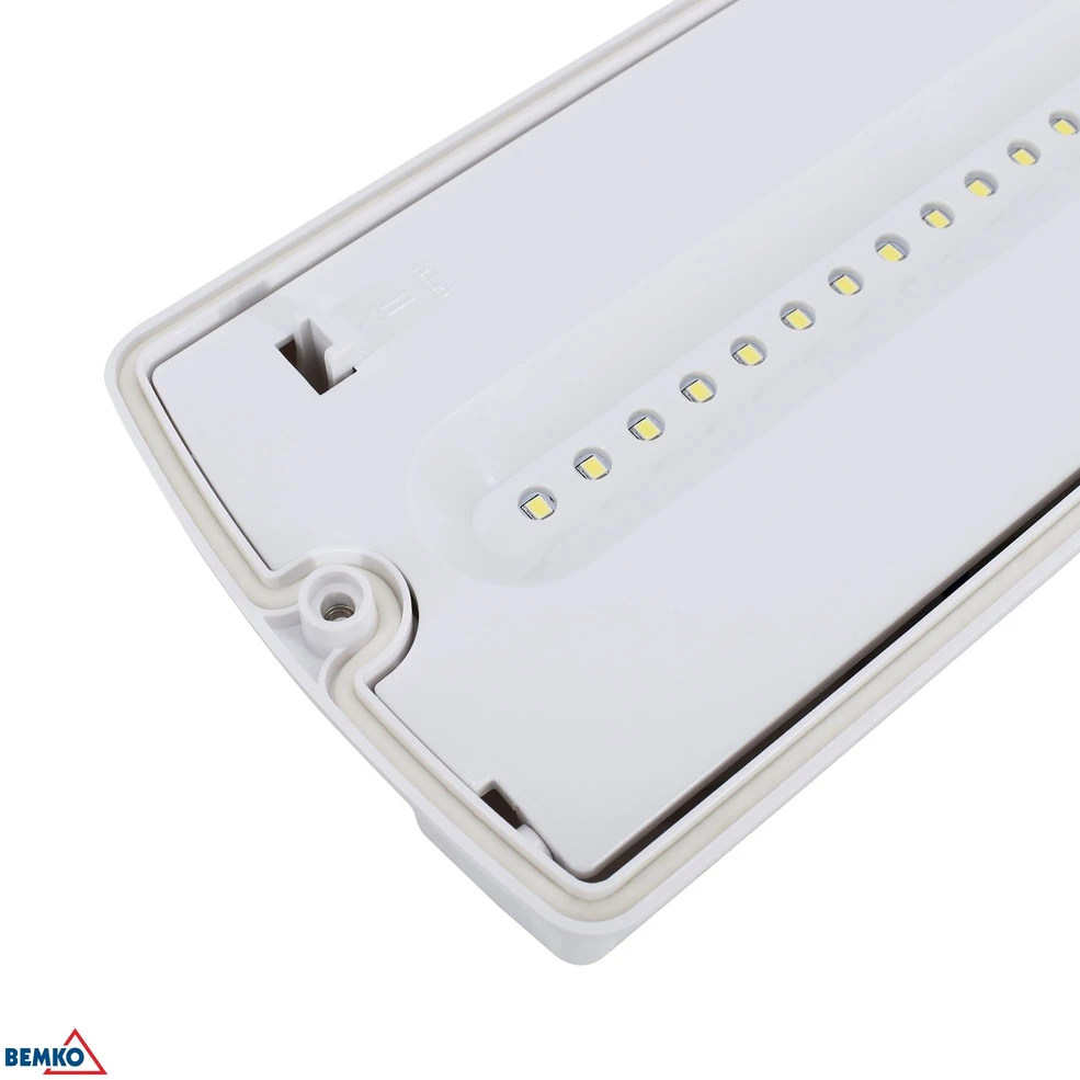 3,5W LED paviršinis evakuacinis šviestuvas GALER, baltas, 6500K, IP65, 3h veikimas autonominiu režimu, su piktogramų rinkiniu