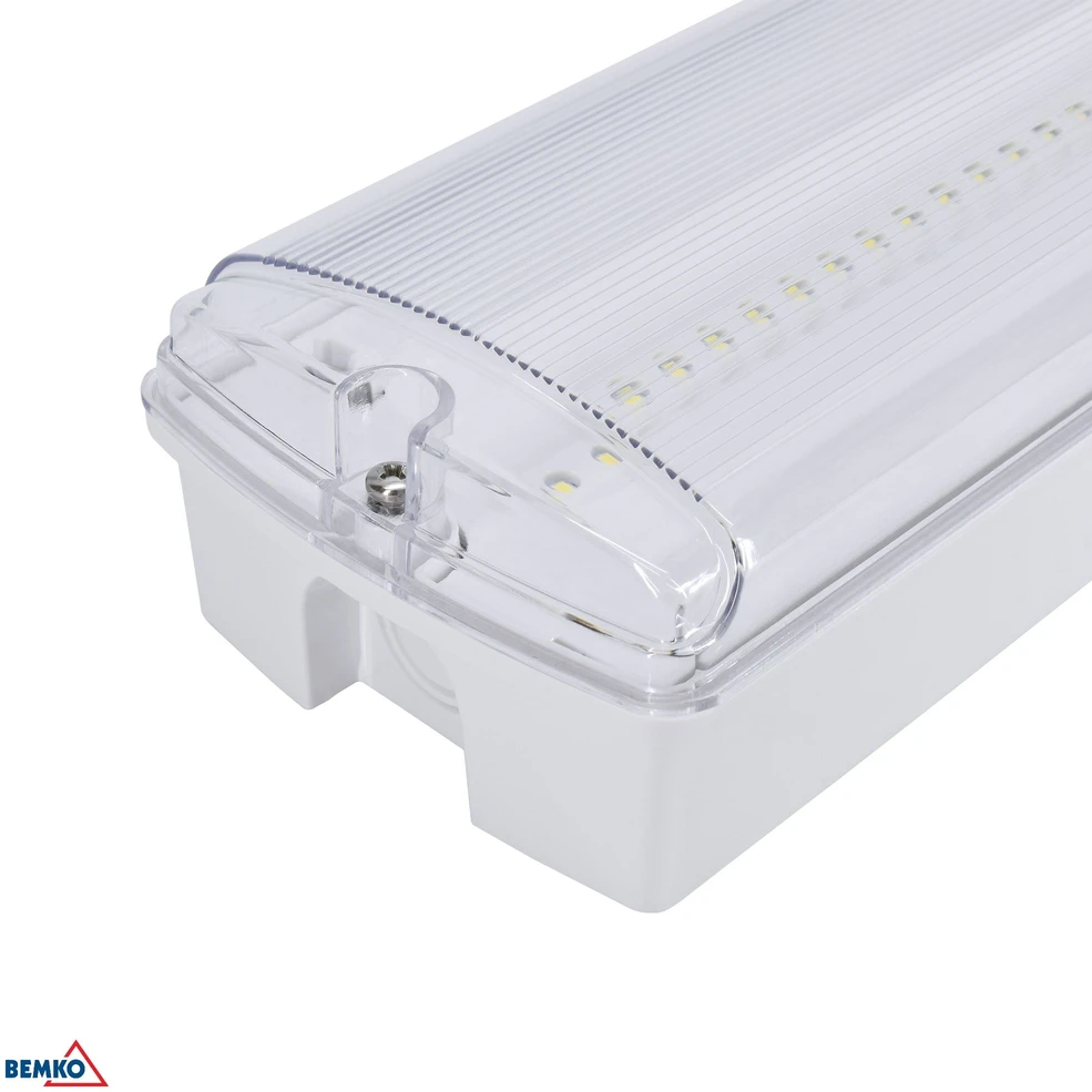 3,5W LED paviršinis evakuacinis šviestuvas GALER, baltas, 6500K, IP65, 3h veikimas autonominiu režimu, su piktogramų rinkiniu