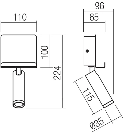 3,5W LED sieninis šviestuvas PANEL, juodas, 3000K, su USB