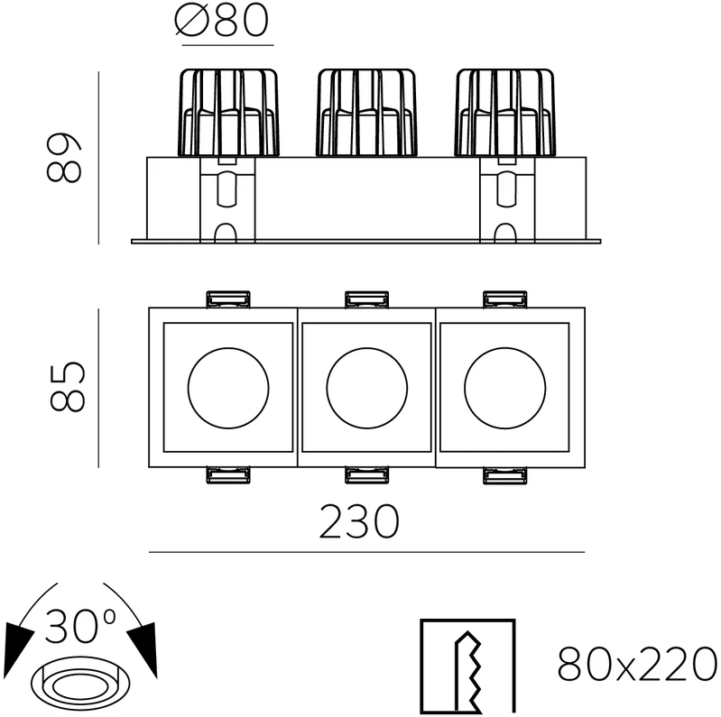 36W LED įleidžiamas šviestuvas MOVE, juodas, 3000/4000K, dimeriuojamas, IP44, E3984179NDP