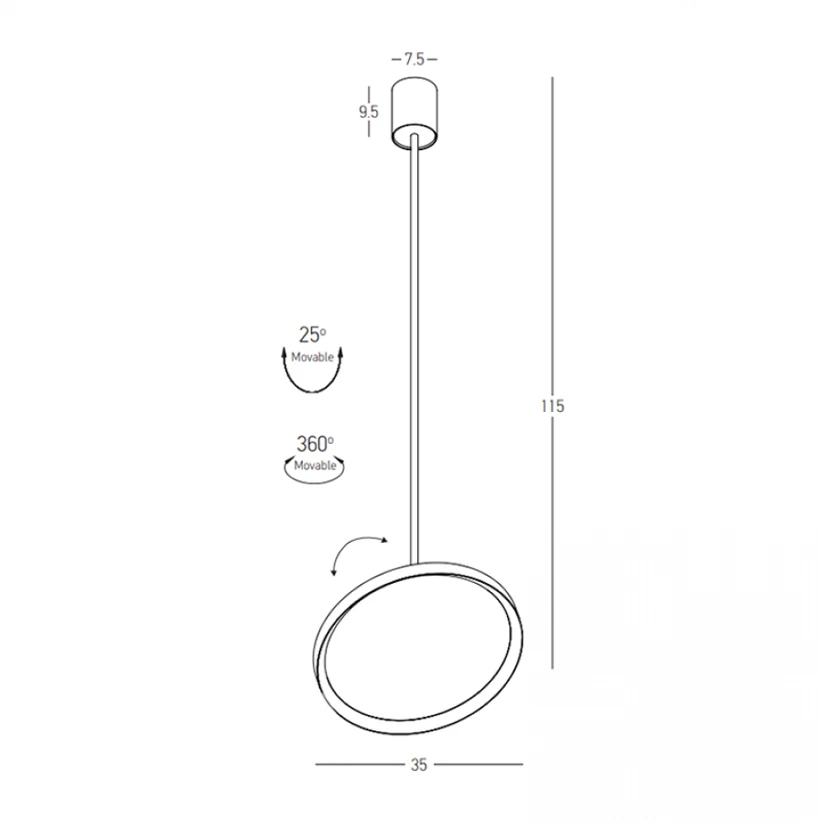 36W LED pakabinamas šviestuvas, baltas, 2700/3200/4000K, DALI, 25209