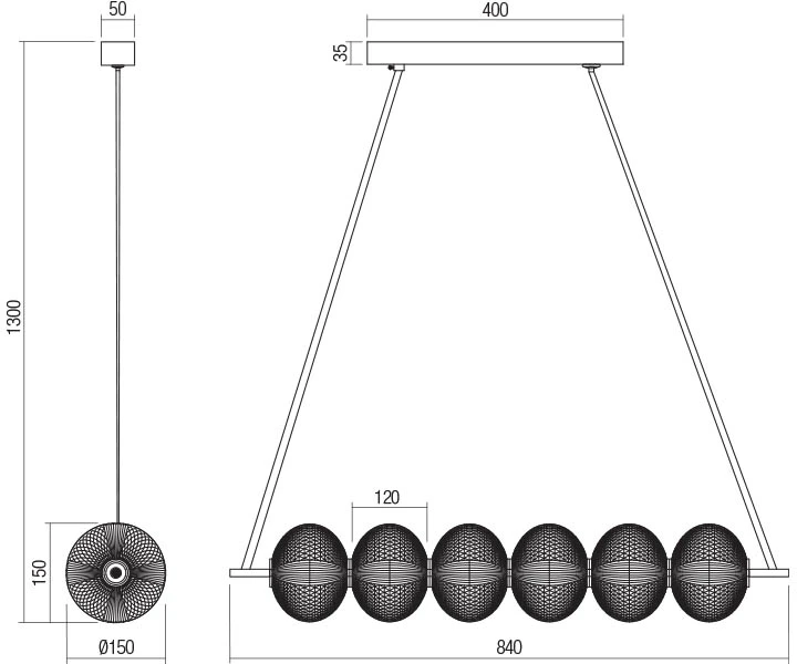 36W LED pakabinamas šviestuvas VENTURA, juodas, 3000K
