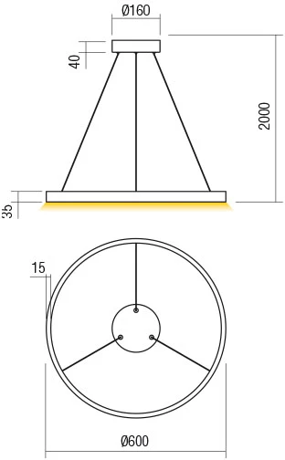 37W LED pakabinamas šviestuvas FEBE, baltas, 3000K, dimeriuojamas, 01-2863