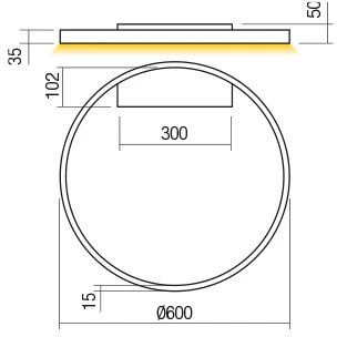 Lubinis šviestuvas 37W LED paviršinis šviestuvas FEBE, baltas, 3000K, dimeriuojamas, 01-2839