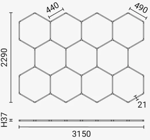Lubinis šviestuvas 385W LED lubinis korio formos šviestuvas 11HEX, baltas, 6000K