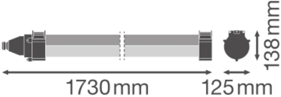38W LED linijinis šviestuvas DP MAX 1500, pilkas, 3000K, IP69