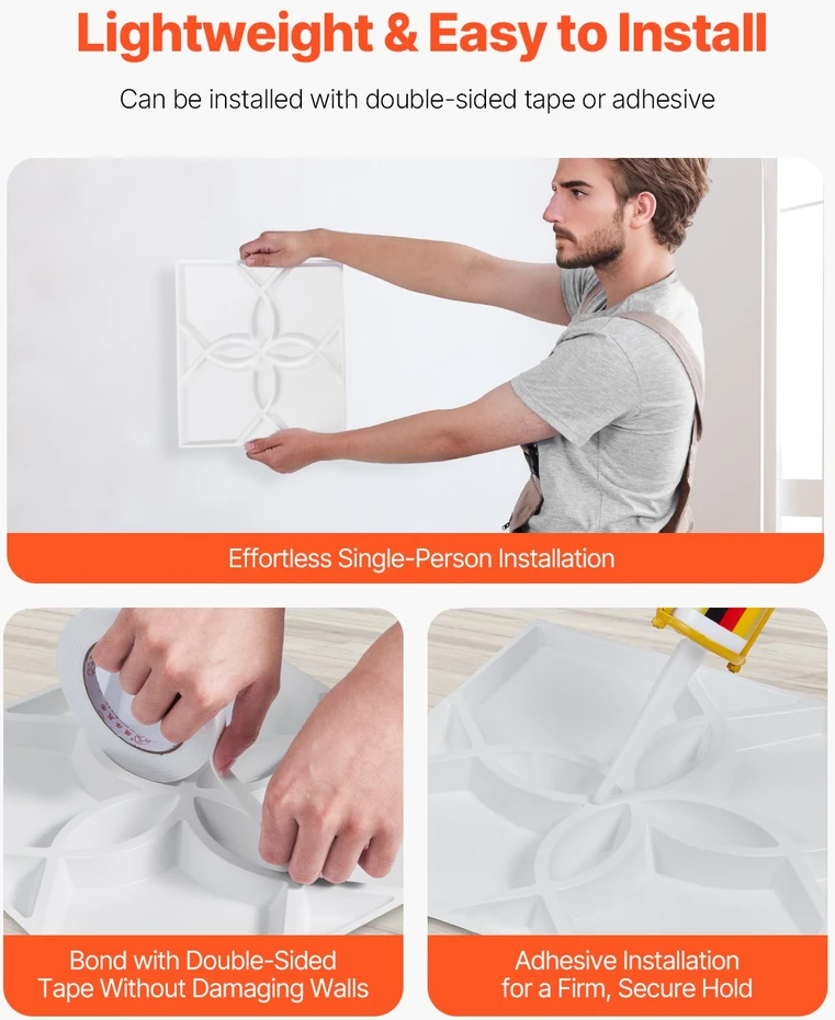 VEVOR 3D sienų plokštės 33 vnt. 32 m² gėlių baltos