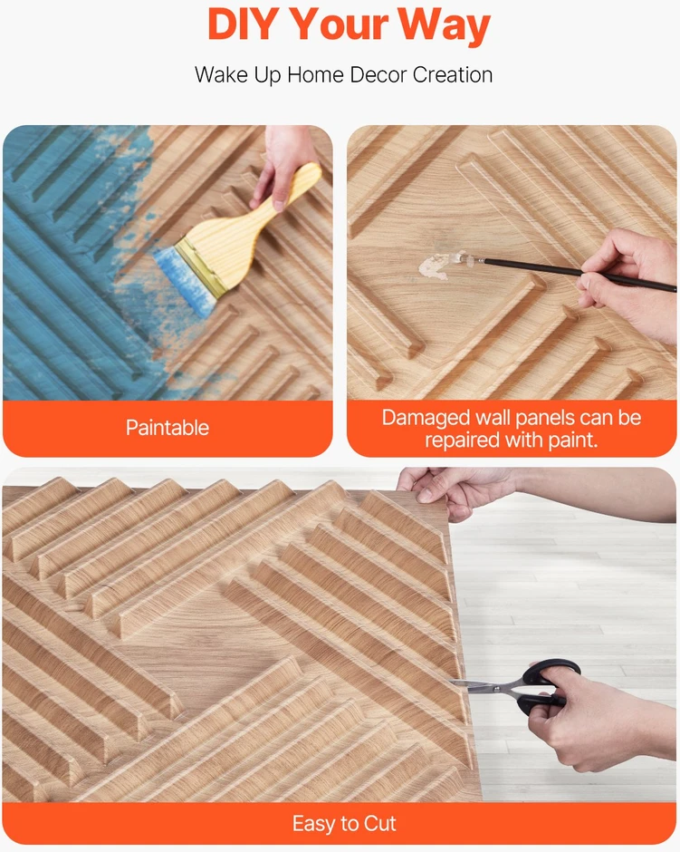 VEVOR 3D sienų plokštės 12-vnt 50x50 cm PVC