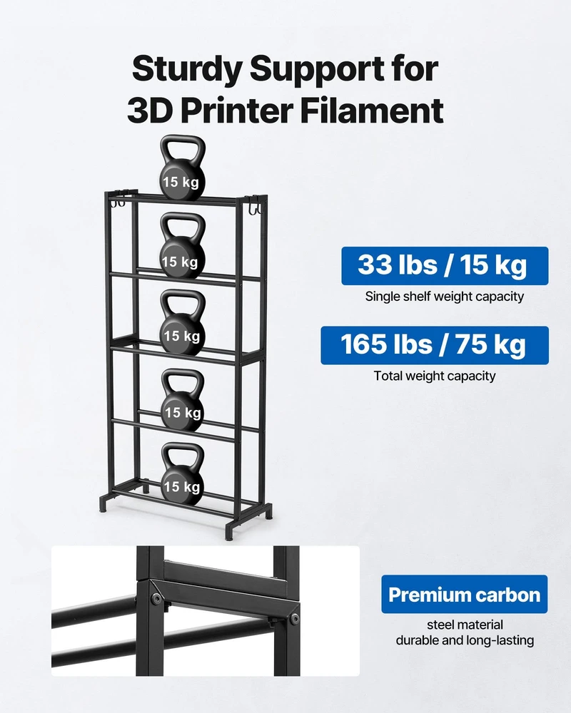 VEVOR 3D spausdintuvo siūlų laikymo lentyna, 5 aukštų