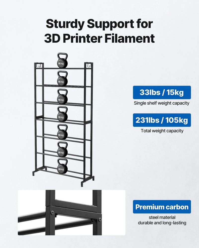 VEVOR 3D printerio gijų laikymo lentyna, 7 pakopos