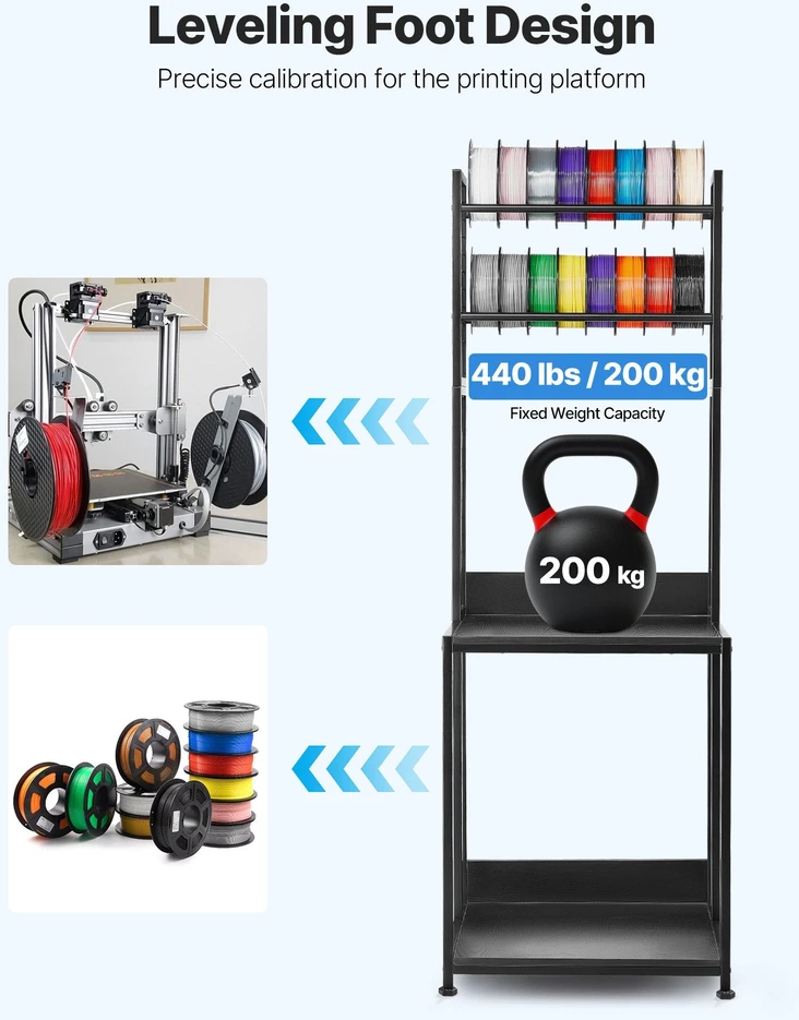 VEVOR 4 aukštų 3D spausdintuvo siūlų lentyna