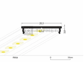 3m LED juostos profilio FIX16, 20,5mm pločio, neanoduotas aliuminis
