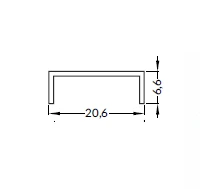 3m LED juostos profilio LINEA20 tvirtinimo elementas, neanoduotas aliuminis
