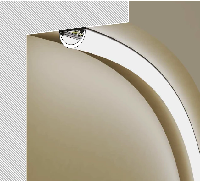3m LED juostos profilis ARC12 CD/U5, lankstus, neanoduotas aliuminis