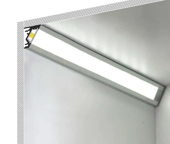3m LED juostos profilis CORNER10 BC/UX, neanoduotas aliuminis