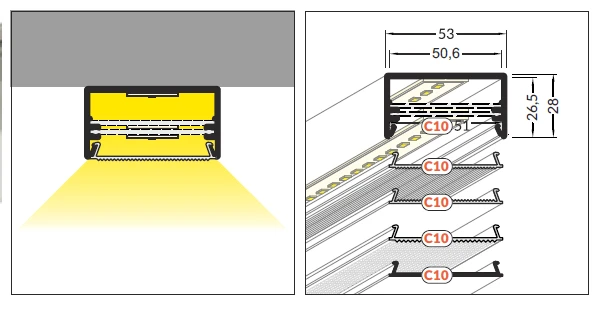3m LED juostos profilis LOWI, baltas